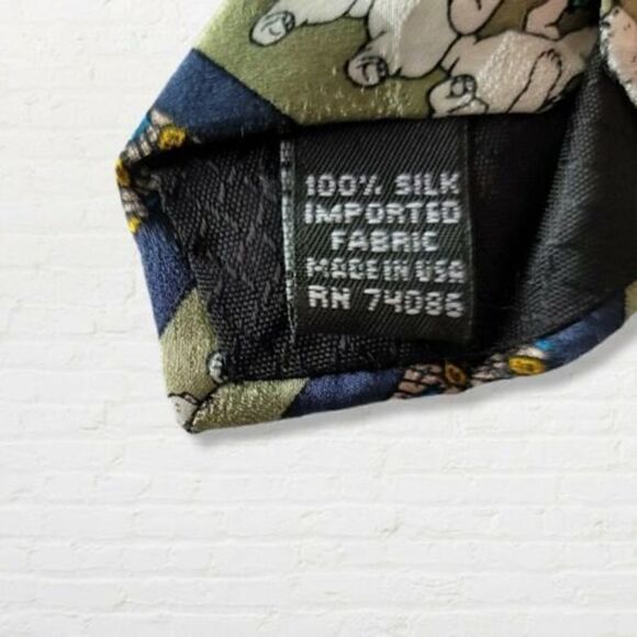 Coca Cola Silk Tie Polar Bear Coke Logo Pattern Green and Blue 100% Silk - Picture 4 of 4